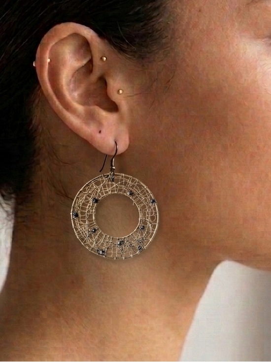 Melinda Maria Jewelry - Melinda Maria Gold Mesh Hoops with Black Beads